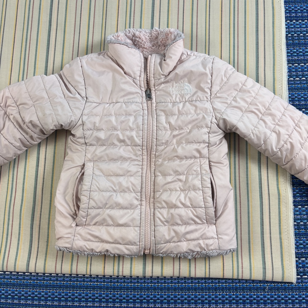 The North Face Jacket Girls XXS 5 Pink Sherpa Lined Quilted Puffer Zip Warm EC